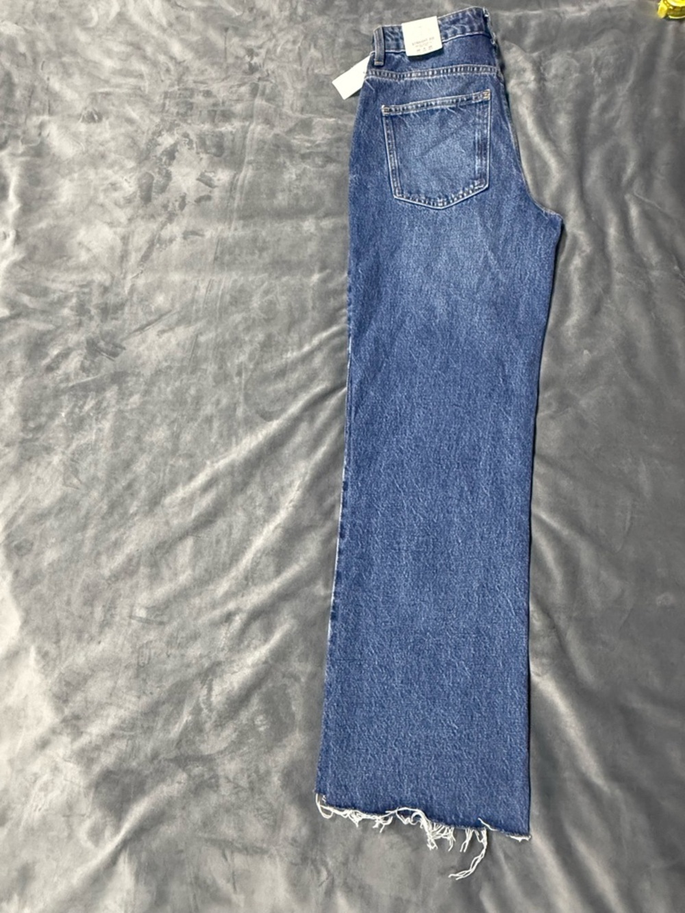 Zara Medium Blue High-Rise Straight Jeans - Picture 7 of 8